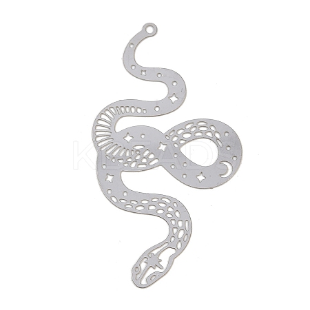 201 Stainless Steel Etched Metal Embellishments Big Pendants STAS-A192-05P-1