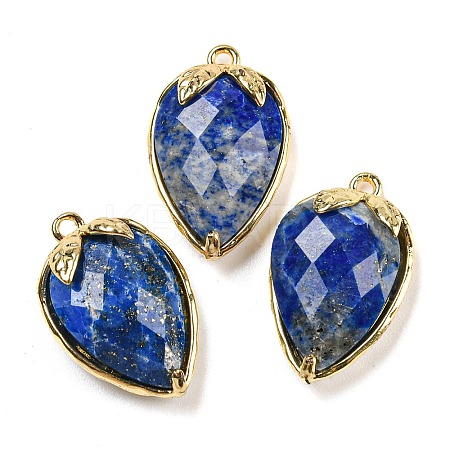Natural Lapis Lazuli Faceted Pendants G-M431-06G-04-1