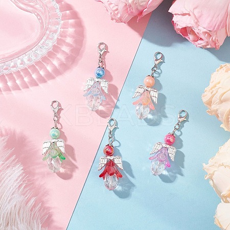 Flower Angel Acrylic & Glass Pendants Decorations HJEW-JM03604-1