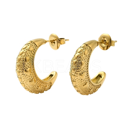 304 Stainless Steel Moon Stud Earrings for Women EJEW-U020-04G-1