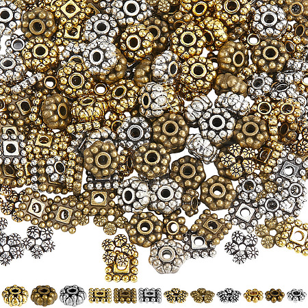 240Pcs 12 Styles Tibetan Style Alloy Spacer Beads TIBE-SC0002-59A-1