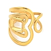 Ion Plating(IP) Hollow Heart 304 Stainless Steel Open Cuff Finger Rings for Women RJEW-P114-08G-2