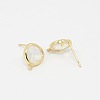 Real 18K Gold Plated Tone Brass Glass Stud Earring Findings X-GLAA-J023-05G-2