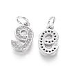 Brass Micro Pave Clear Cubic Zirconia Charms ZIRC-L092-09-P-2