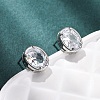Brass Micro Pave Clear Cubic Zirconia Stud Earrings EJEW-C174-02E-P-2