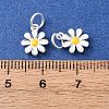 925 Sterling Silver Yellow and White Enamel Flower Charms STER-G050-03S-3