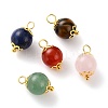 Natural Lapis Lazuli & Red Agate & Green Aventurine & Rose Quartz & Tiger Eye Pendants X-PALLOY-JF00580-1