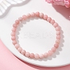 Natural Pink Opal Round Beaded Stretch Bracelets for Women BJEW-JB12836-01-2
