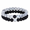Valentine's Day Natural Obsidian & Natural Howlite Beaded Bracelets Sets EE2422-4-1