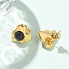 Natural Obsidian & Ion Plating(IP) 304 Stainless Steel Heart Stud Earrings EJEW-A118-04G-01-3