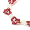 Glass Seed & Natural Agate Beaded Bracelet with Brass Magnetic Clasp BJEW-JB07803-01-4