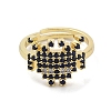 Real 18K Gold Plated Brass Pave Cubic Zirconia Adjustable Rings RJEW-M170-05G-02-2