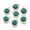 Golden Tone Brass Glass Charms GLAA-ZX008-24G-G-1