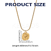 1Pc Stainless Steel Embossed Flower Oval Pendant Necklaces for Women NJEW-LP0002-92-2