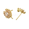 Brass Cubic Zirconia Stud Earrings Findings KK-R217-16G-2