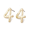 Brass Number Stud Earrings with 925 Sterling Silver Pins for Women EJEW-A077-01D-1