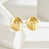 201 Stainless Steel Classic Oval with Cross Stud Earrings EO1132-4
