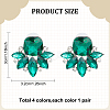 ANATTASOUL 4 Pairs 4 Color Glass Flower Stud Earrings with Crystal Rhinestone EJEW-AN0002-57-7