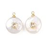 Brass Micro Pave Cubic Zirconia with Natural Pearl Pendants KK-Z146-07A-02-1