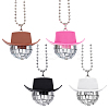 4Pcs 4 Colors Plastic Cap with Glass Disco Ball Pendant Necklace with Iron Ball Chains NJEW-GA0001-06-8