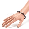 Natural Lava Rock Stretch Bracelet with Alloy Turtle Beaded BJEW-JB08309-02-3