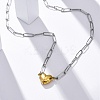 304 Stainless Steel Double-Sided Magnetic Heart Pendant Paperclip Chain Necklaces NJEW-U028-02G-1
