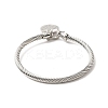 304 Stainless Steel Saint Benedict Charms Twist Rope Bangle for Women BJEW-P283-06C-3