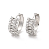 Clear Cubic Zirconia Rectangle Hoop Earrings EJEW-P213-01P-1