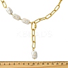 Adjustable 304 Stainless Steel Paperclip Chain Natural Baroque Keshi Pearl Rectangle Y Necklaces NJEW-JN06020-4
