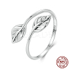 Leaf Rhodium Plated 925 Sterling Silver Cuff Rings for Women FS-WG878D5-01-4