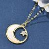 Brass Micro Pave Clear Cubic Zirconia Moon with Star Pendant Necklaces for Women NJEW-S449-02G-1