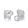 Brass Clear Cubic Zirconia Charms ZIRC-G170-12P-2