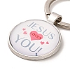 I Love Jesus Symbol Glass Pendant Keychain with Alloy Jesus Fish Charm LS-KEYC-G058-01B-2