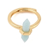Double Pointed Hexagonal Prism Natural Flower AmazoniteAdjustable Rings for Women RJEW-G327-01G-09-2