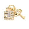 Rack Plating Brass Cubic Zirconia Pendants Findings KK-E275-21G-1
