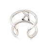 Clear Cubic Zirconia Initial Letter Open Cuff Ring RJEW-A012-01P-K-3
