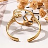 Hollow Human Face 304 Stainless Steel Open Cuff Rings for Women RJEW-M046-03G-5