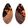 Transparent Resin and Walnut Wood Pendants RESI-T057-05D-2