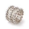 Rhinestone Folding Retractable Ring Bracelet RJEW-G252-02P-03-4