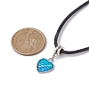 Heart with Fish Scale Shape 304 Stainless Steel with Resin Pendant Necklaces NJEW-JN04571-4