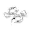 Brass Heart Dangle Hoop Earrings for Women EJEW-G347-01P-2