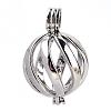 Rack Plating Brass Cage Pendants KK-S751-064P-1