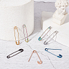 Unicraftale 12Pcs 6 Colors 304 Stainless Steel Safety Pin Hoop Earrings for Women AJEW-UN0001-40-3