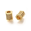 Rack Plating Hexagon Brass Micro Pave Clear Cubic Zirconia European Beads KK-Q040-10G-1