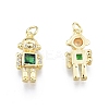 Brass Micro Pave Clear Cubic Zirconia Pendants KK-C006-30G-1