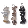 Gradient Color Natural Smoky Quartz & Natural Obsidian & Natural Labradorite Chip Beaded Pendants PALLOY-JF02791-07-1