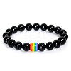 Natural Dyed & Heated Black Agate Round Beaded Stretch Bracelets ZA0541-8-1