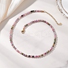 4.5MM Faceted Round Natural Multicolor Tourmaline Beaded Necklaces NJEW-JN05900-1