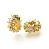 Flower Brass Micro Pave Cubic Zirconia European Beads KK-V008-19G-03-1