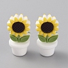 Sunflower Flowerpot Food Grade Eco-Friendly Silicone Beads SIL-TAC0002-20B-1